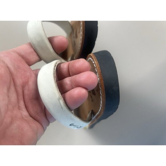 RIA MENORCA Sz 38/7 Cream Orange Green Leather Slip On Peep Toe Shoe Sandals - Picture 10 of 10